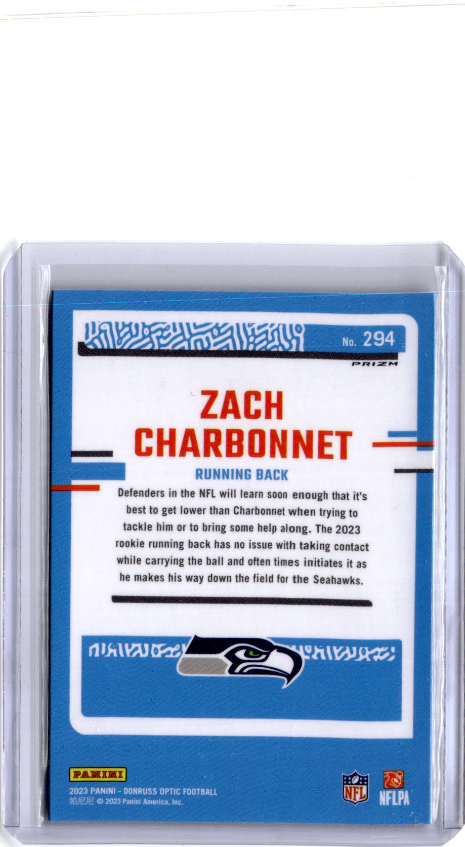 2023 Donruss Optic #294 Zach Charbonnet Holo