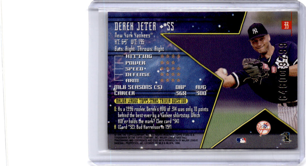 1998 Topps Stars #33 Derek Jeter Bronze #/9799