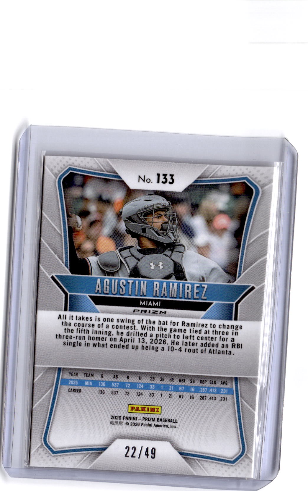 2026 Panini Prizm #133 Agustin Ramirez Orange Wave Prizm #/49
