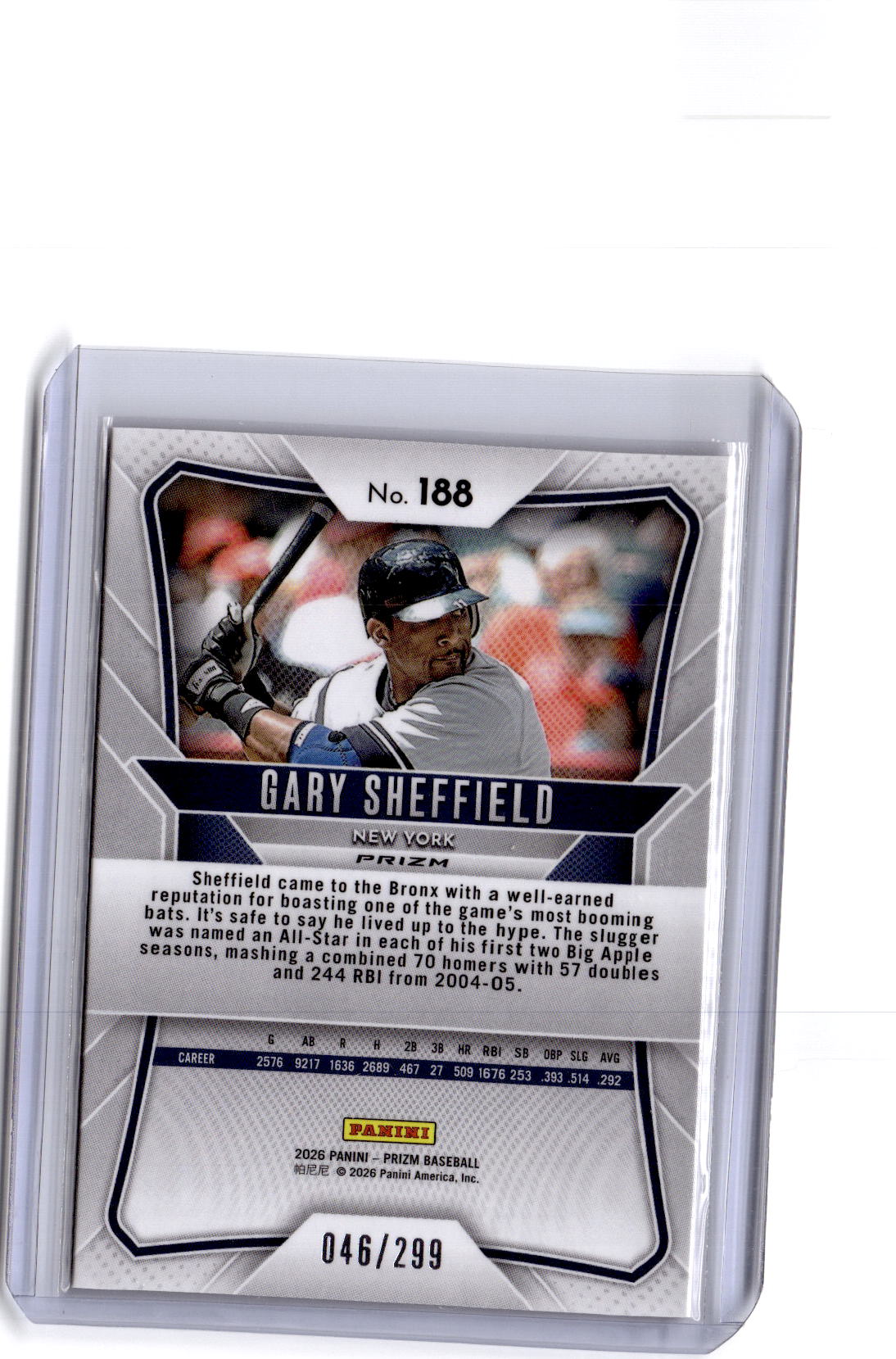 2026 Panini Prizm #188 Gary Sheffield Red Prizm #/299