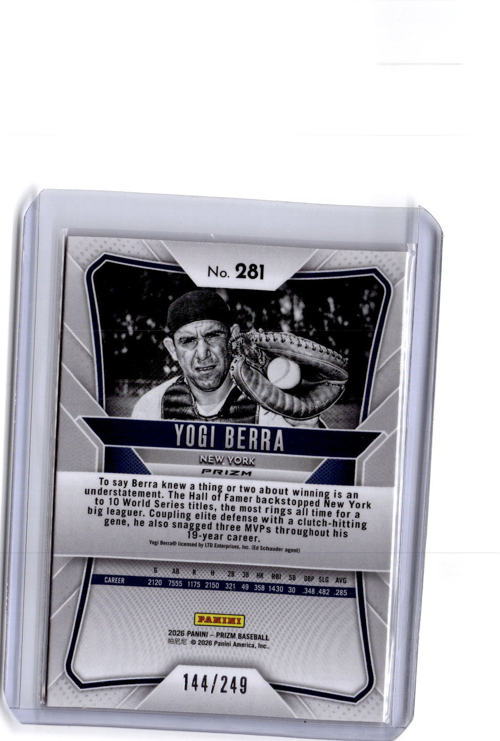 2026 Panini Prizm #281 Yogi Berra Orange Prizm #/249