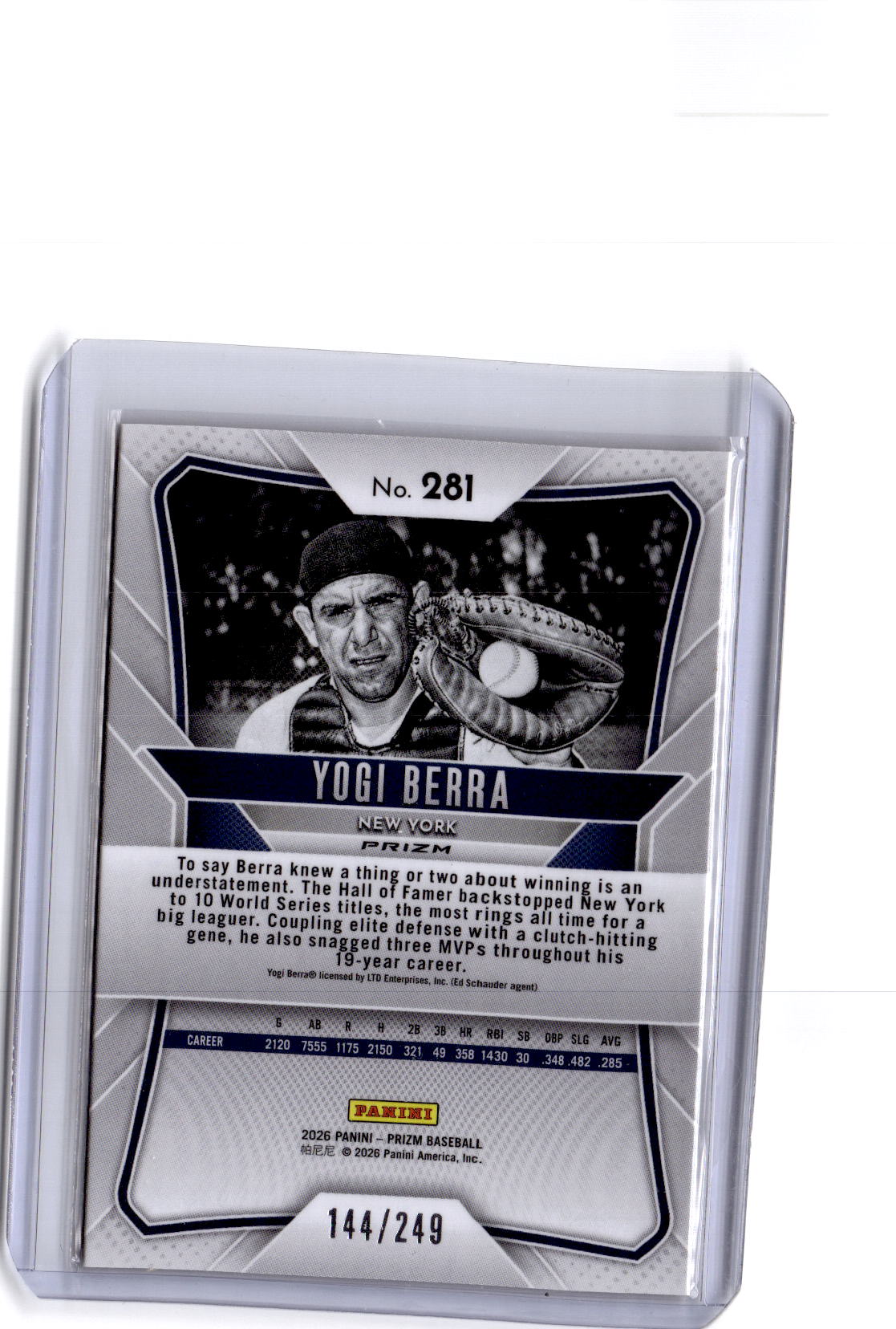 2026 Panini Prizm #281 Yogi Berra Orange Prizm #/249