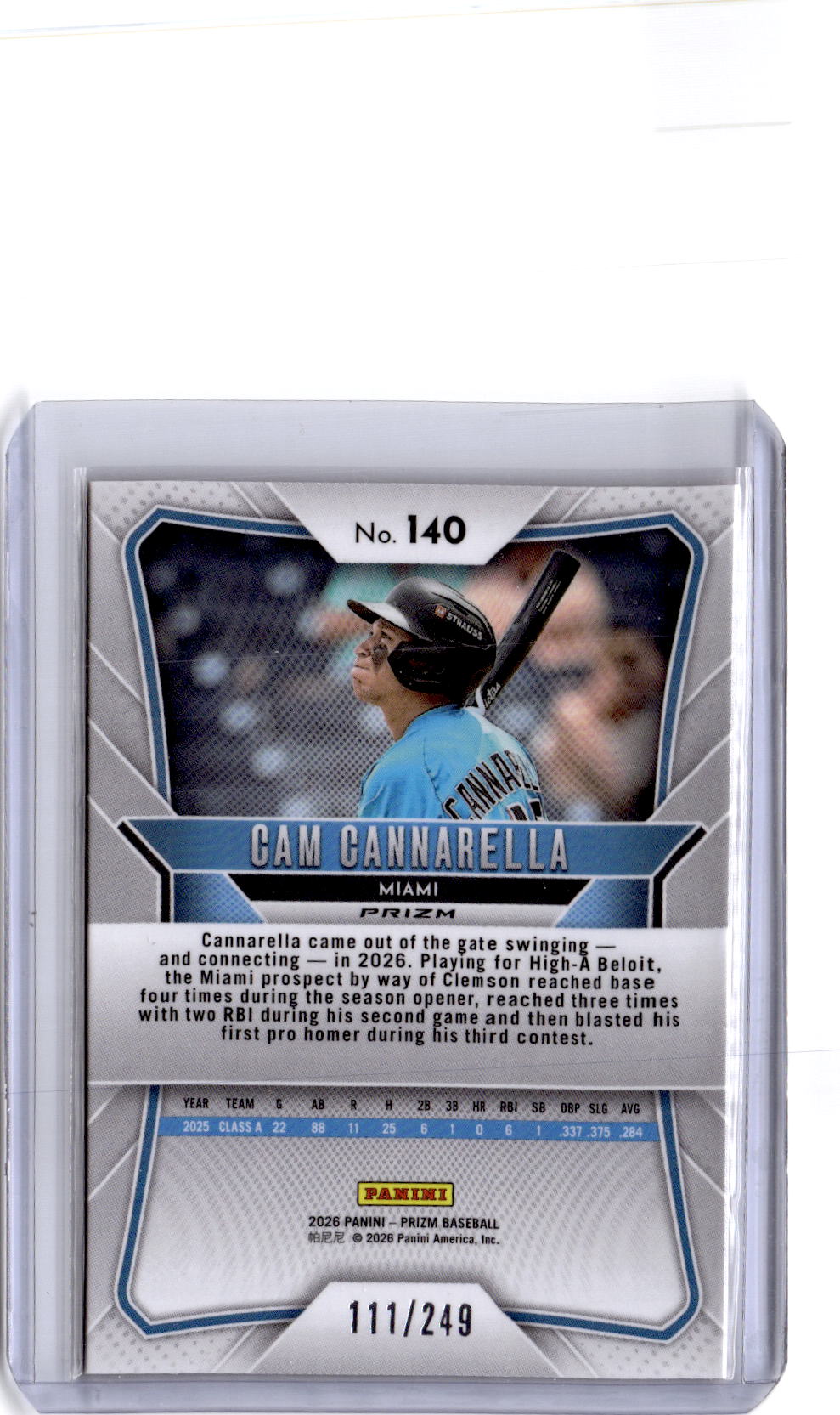 2026 Panini Prizm #140 Cam Cannarella Orange Prizm #/249