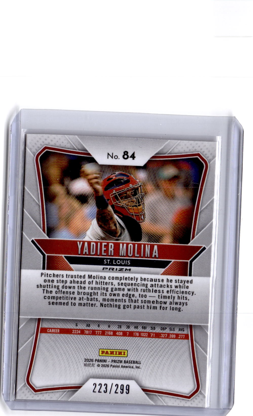 2026 Panini Prizm #84 Yadier Molina Red Prizm #/299