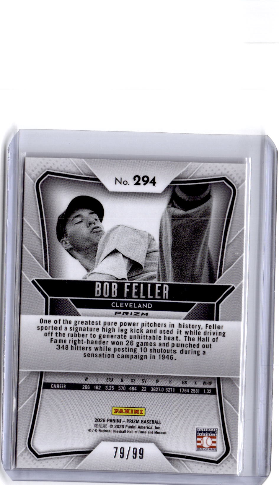 2026 Panini Prizm #294 Bob Feller Red Power Prizm #/99