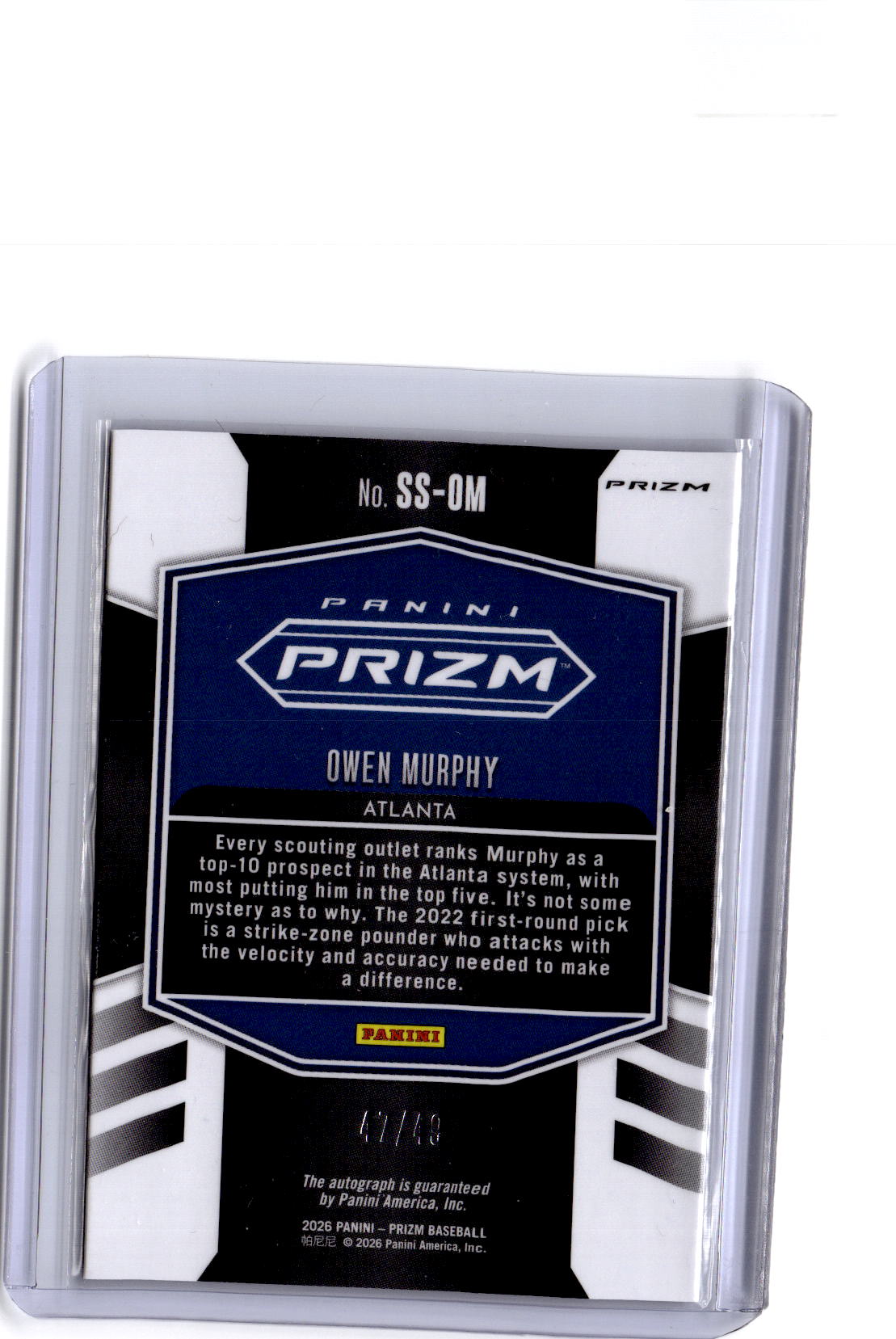 2024 Panini Prizm #SS-OM Owen Murphy Sensational Signatures Blue Prizms #/49