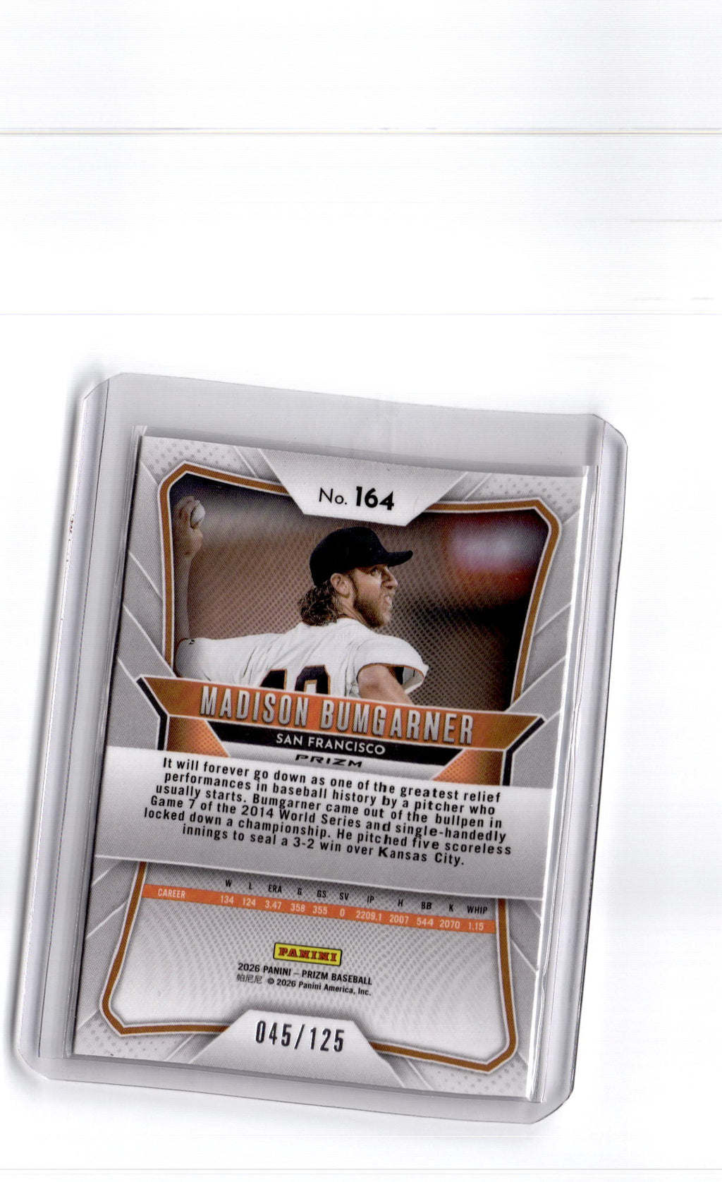 2026 Panini Prizm #164 Madison Bumgarner Laces Prizm #/125