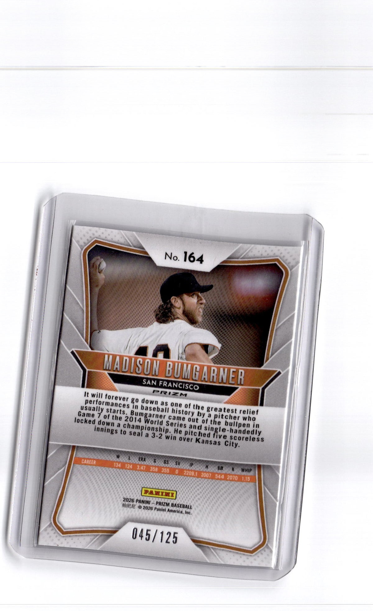 2026 Panini Prizm #164 Madison Bumgarner Laces Prizm #/125
