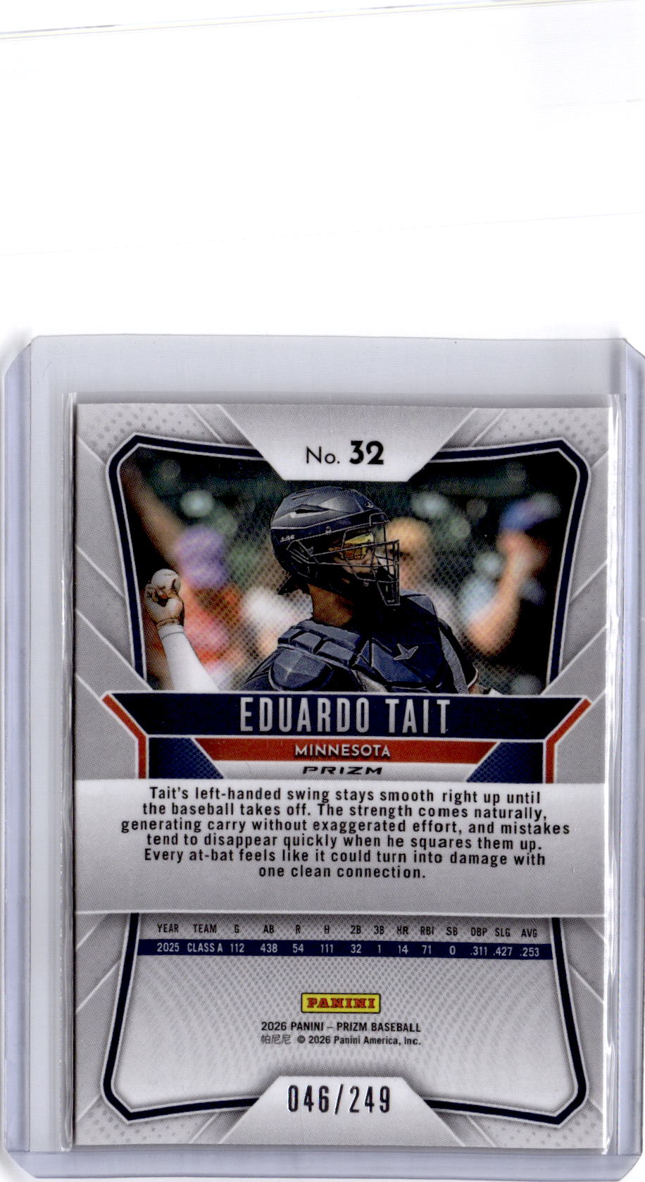2026 Panini Prizm #32 Eduardo Tait Orange Prizm #/249