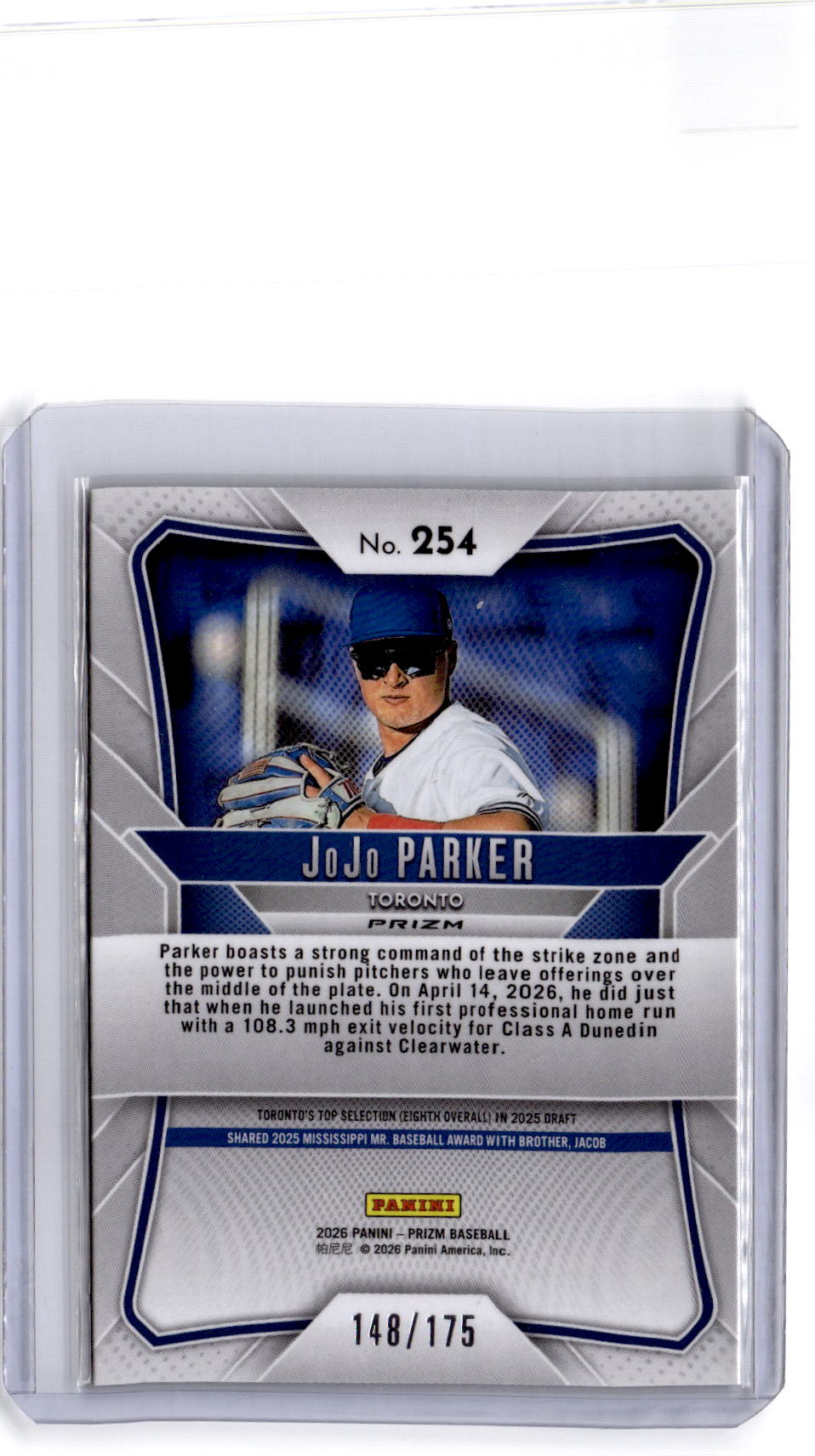 2026 Panini Prizm #254 JoJo Parker Hyper Prizm #/175