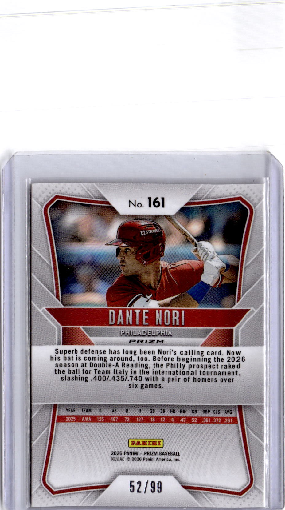 2026 Panini Prizm #161 Dante Nori Red Power Prizm #/99