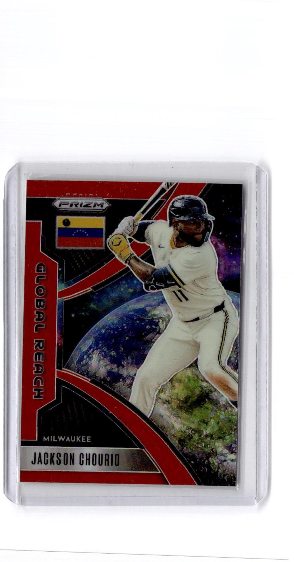 2026 Panini Prizm #9 Jackson Chourio Global Reach Red Prizm #/199