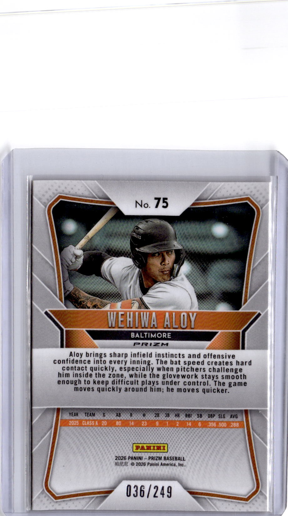 2026 Panini Prizm #75 Wehiwa Aloy Orange Prizm #/249