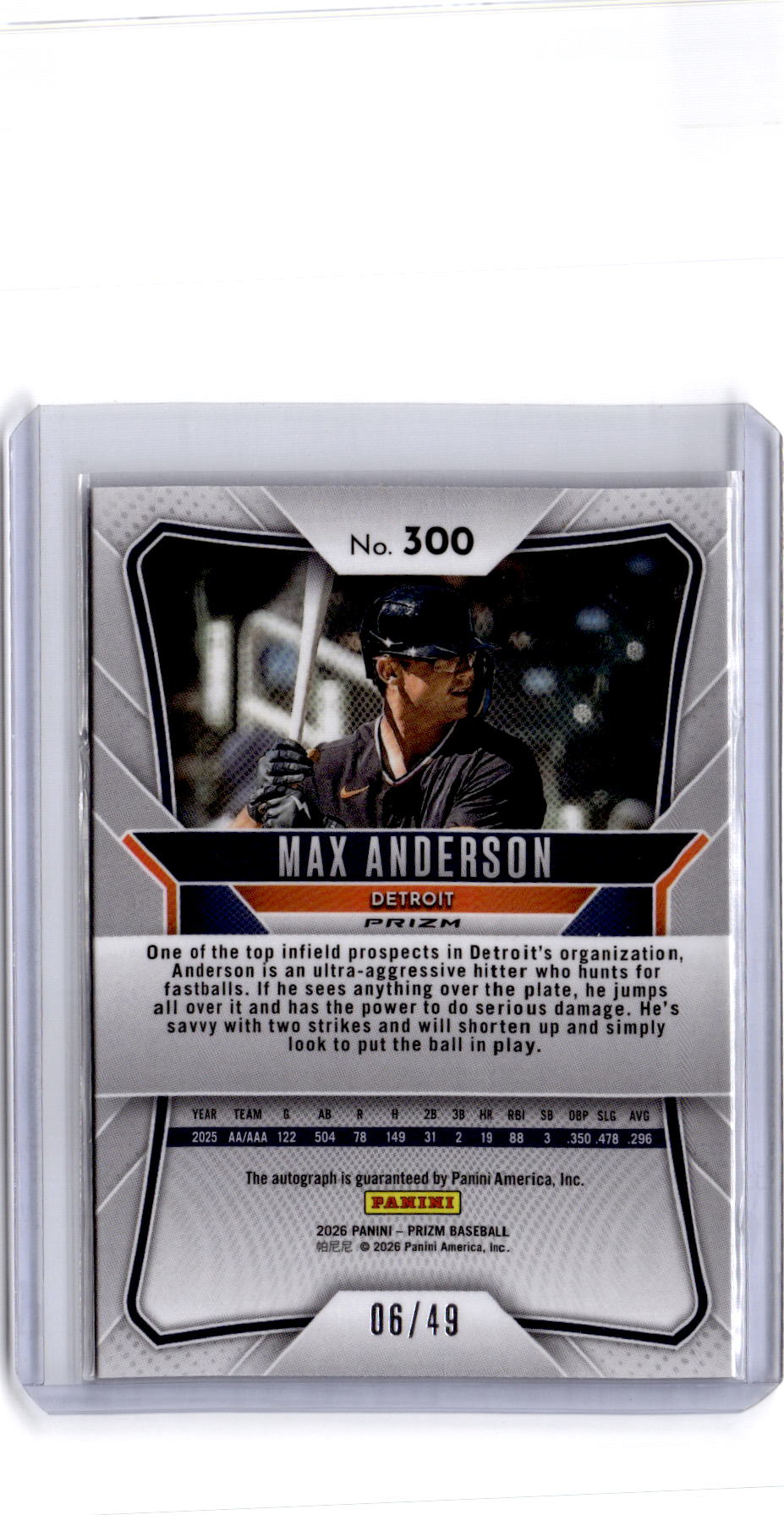 2025 Panini Prizm #300 Max Anderson Signatures Blue Prizms #/49
