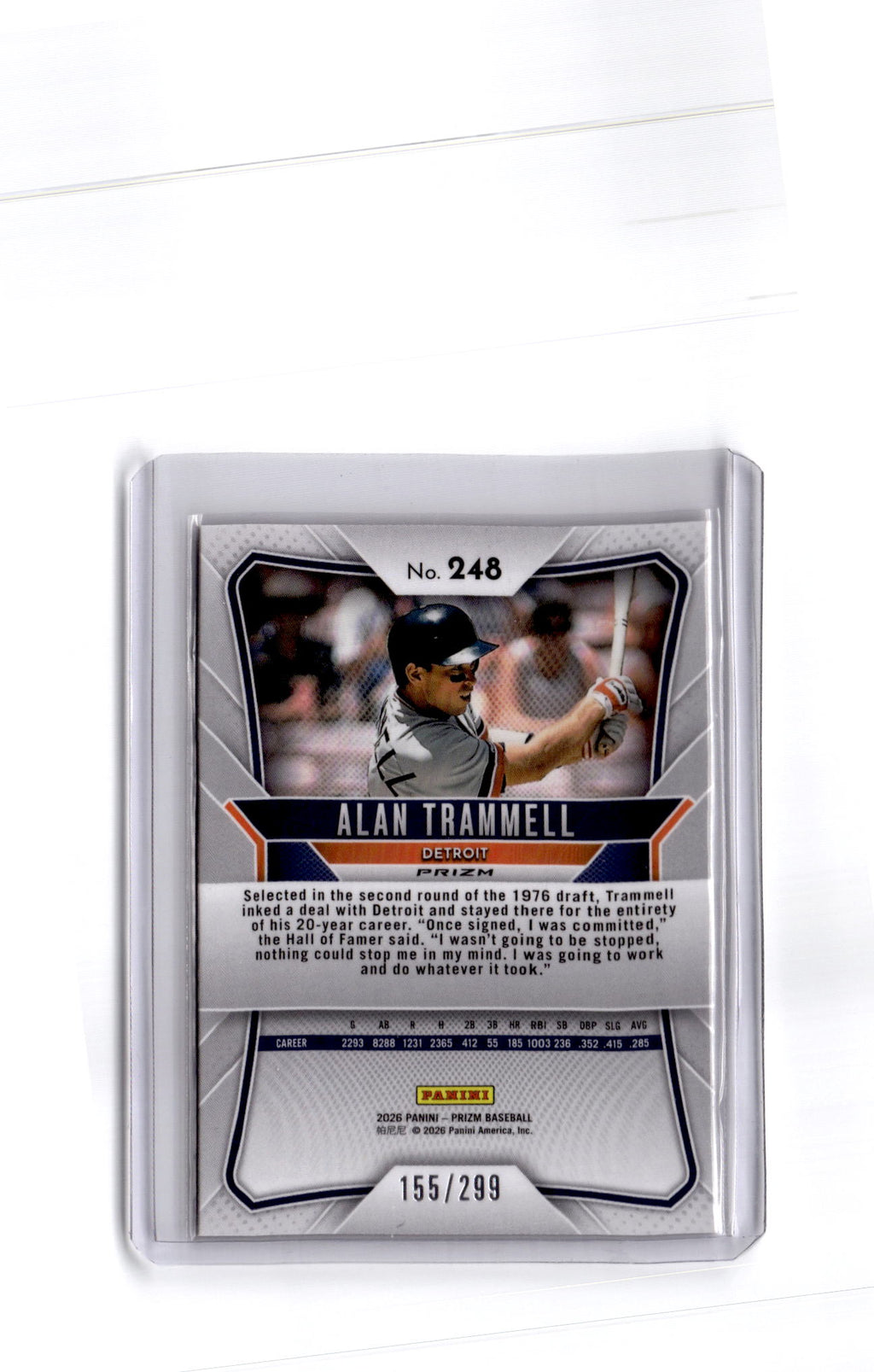 2026 Panini Prizm #248 Alan Trammell Red Prizm #/299