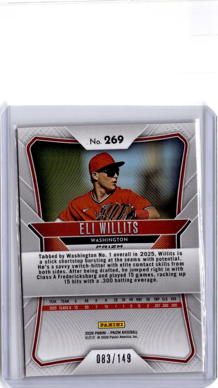 2026 Panini Prizm #269 Eli Willits Purple Prizm #/149