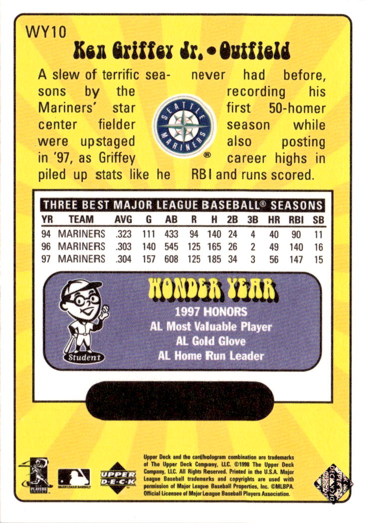 1999 Upper Deck #WY10 Ken Griffey Jr. Wonder Years