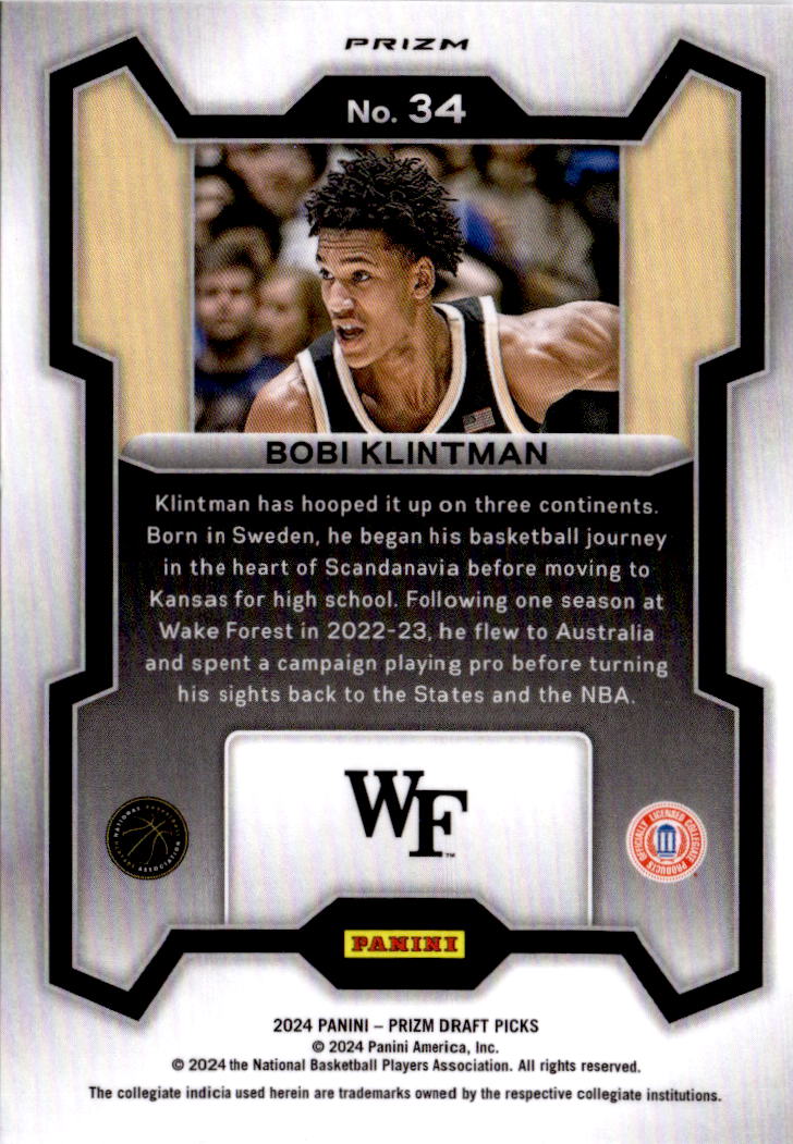 2024 Panini Prizm Draft Picks #34 Bobi Klintman Prizms Silver