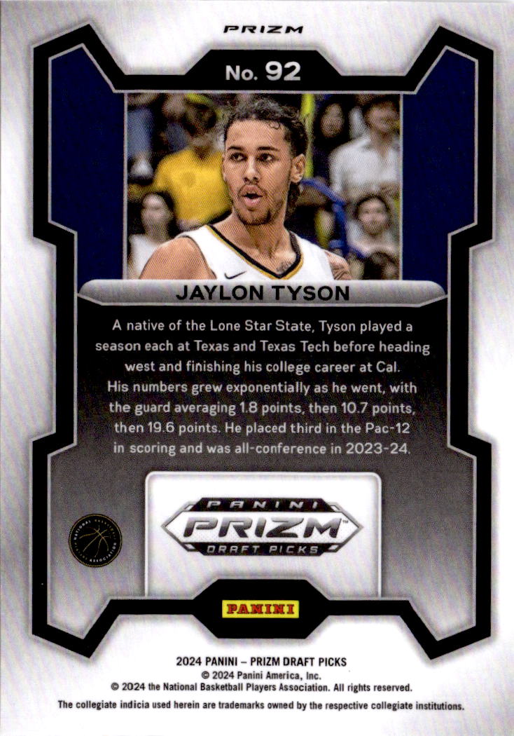 2024 Panini Prizm Draft Picks #92 Jaylon Tyson Prizms Silver