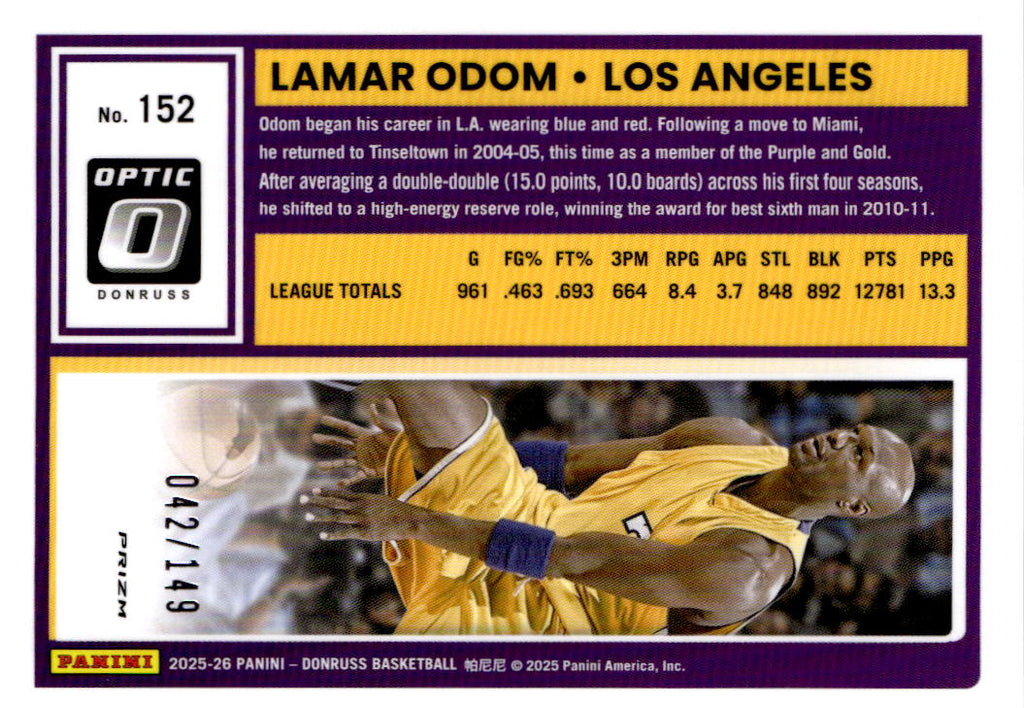 2025-26 Donruss #152 Lamar Odom Optic Holo