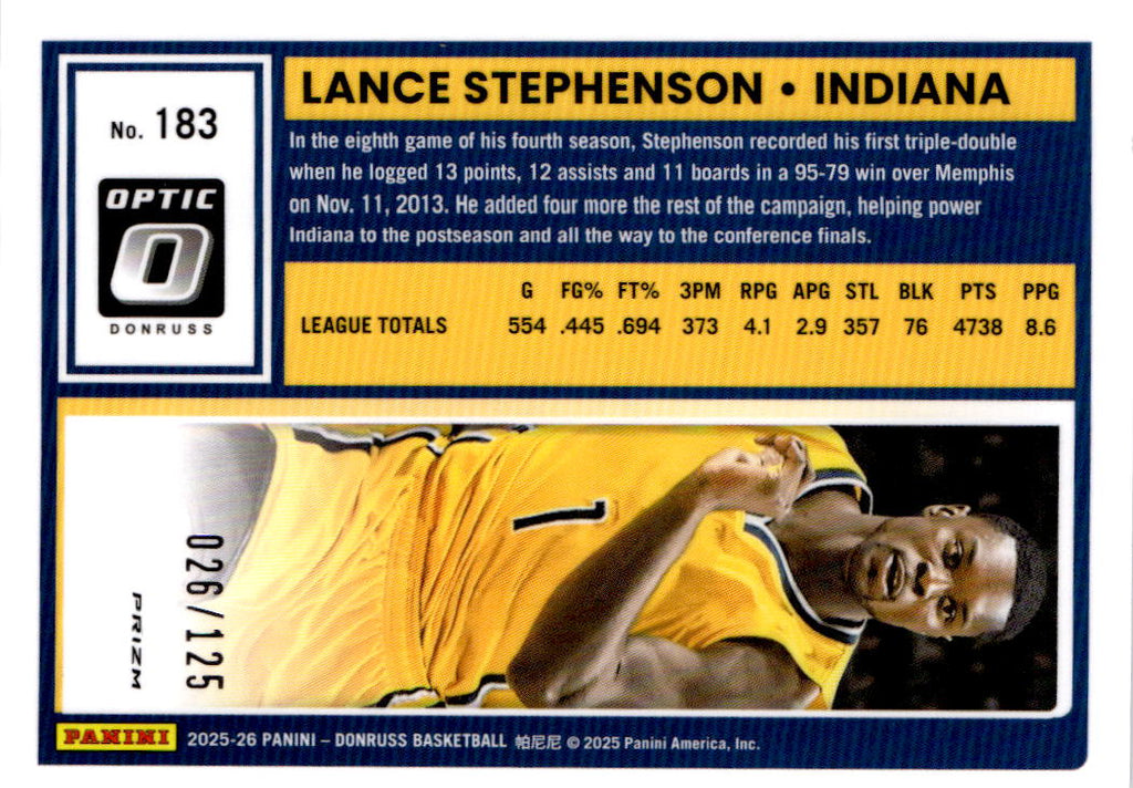 2025-26 Donruss #183 Lance Stephenson Optic Mojo #/125