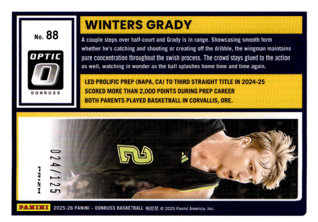 2025-26 Donruss #88 Winters Grady Optic Mojo #/125