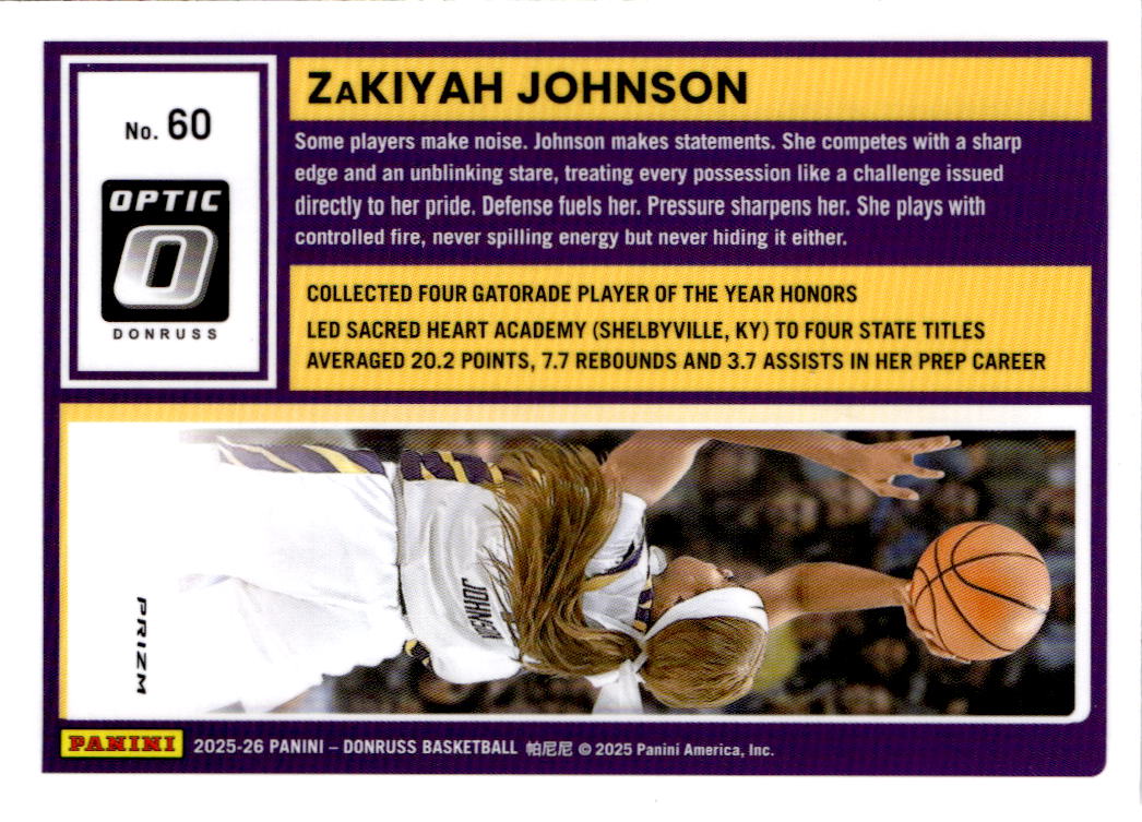 2025-26 Donruss #60 ZaKiyah Johnson Optic Holo