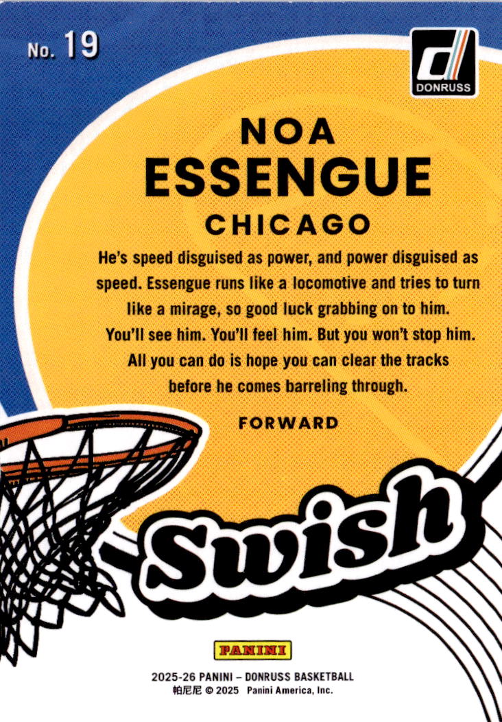 2025-26 Donruss #19 Noa Essengue Swish Holo Laser