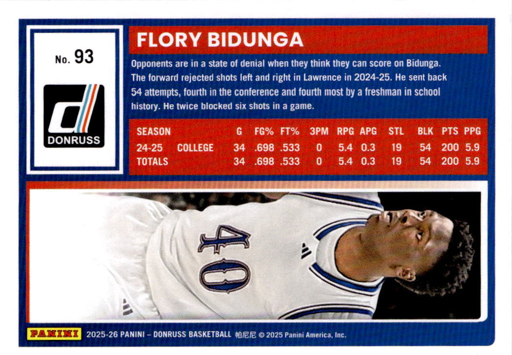 2025-26 Donruss #93 Flory Bidunga Holo