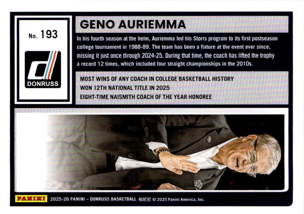 2025-26 Donruss #193 Geno Auriemma Holo
