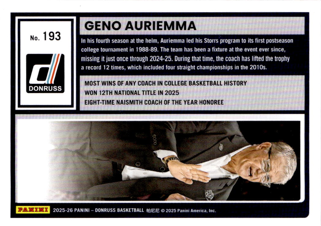 2025-26 Donruss #193 Geno Auriemma Holo