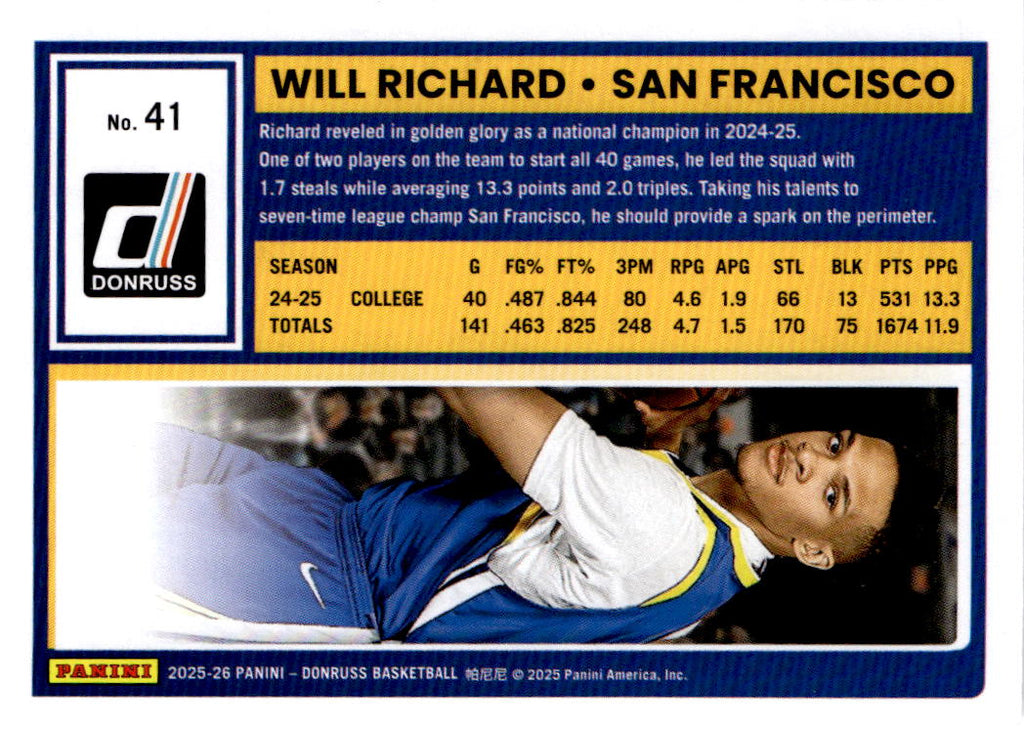 2025-26 Donruss #41 Will Richard Holo