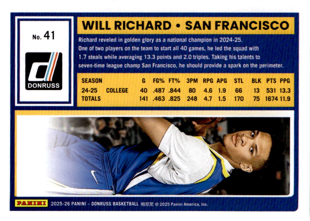 2025-26 Donruss #41 Will Richard Holo