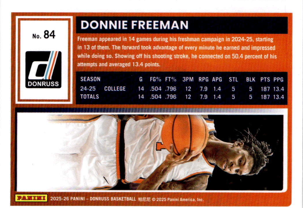 2025-26 Donruss #84 Donnie Freeman Holo