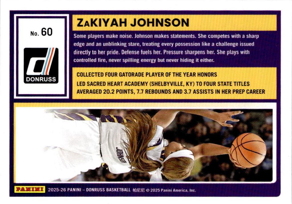 2025-26 Donruss #60 ZaKiyah Johnson Holo