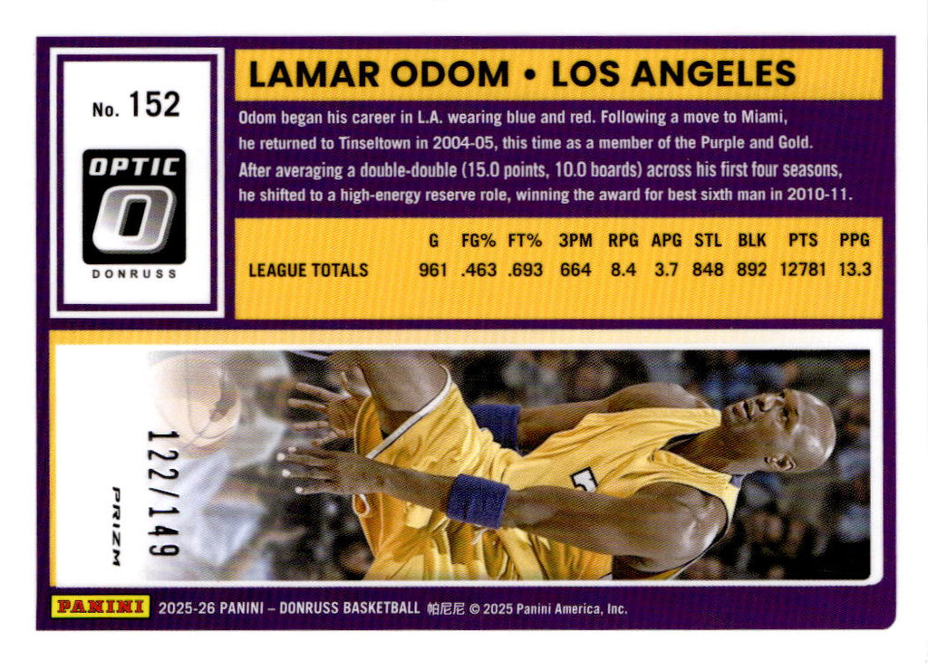 2025-26 Donruss #152 Lamar Odom Stars #/149