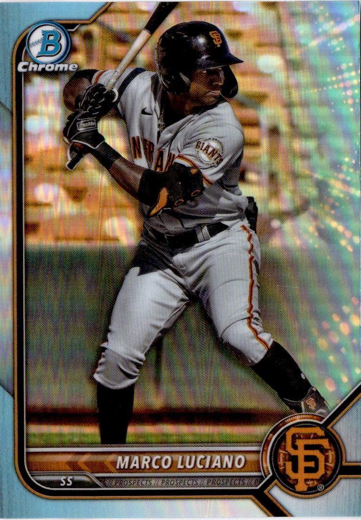 2022 Bowman Draft #BDC-129 Marco Luciano Chrome Sky Blue Refractor