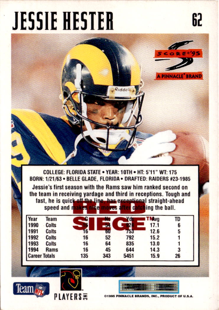 1995 Score #62 Jessie Hester Red Siege