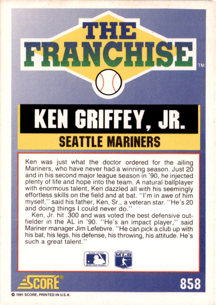 1991 Score #858 Ken Griffey, Jr.