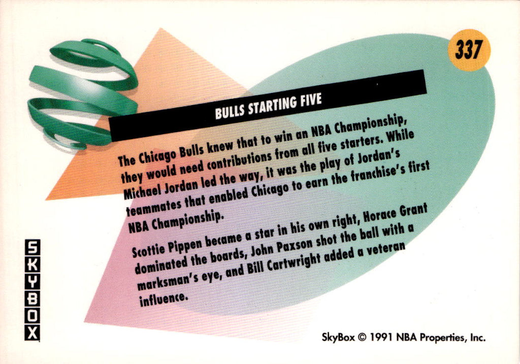 1991-92 SkyBox #337 The Chicago Bulls Starting Team