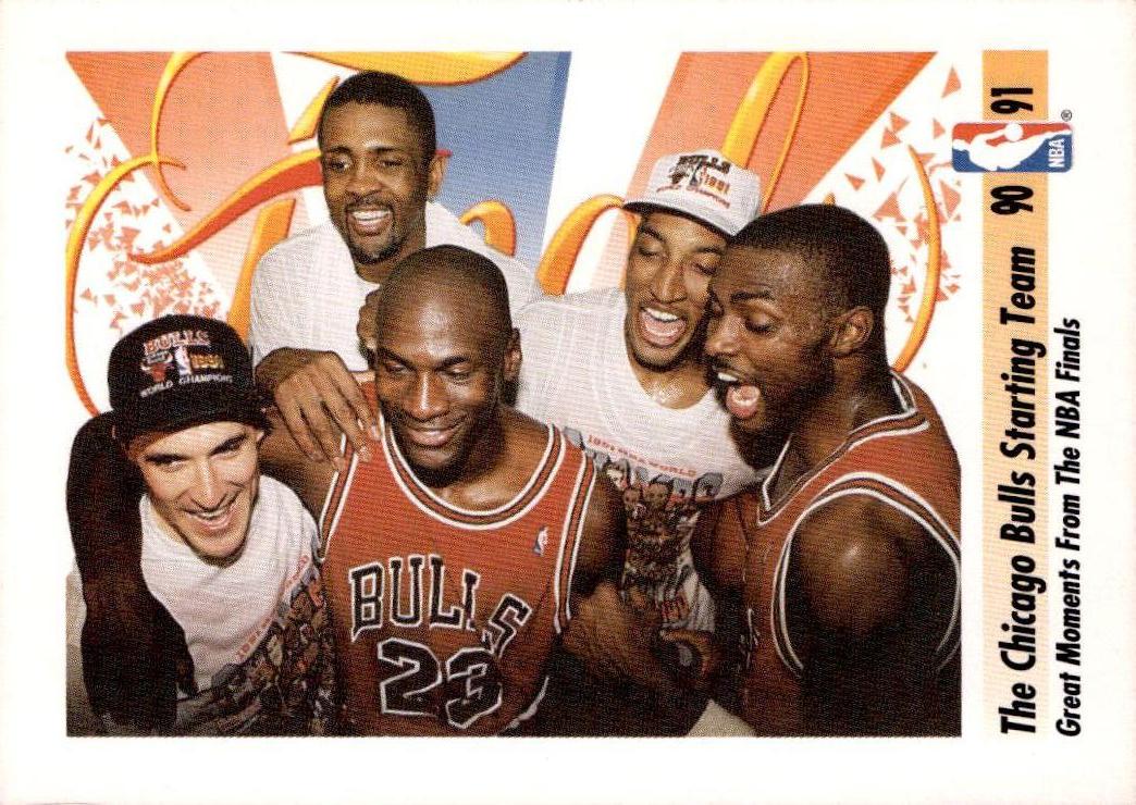 1991-92 SkyBox #337 The Chicago Bulls Starting Team