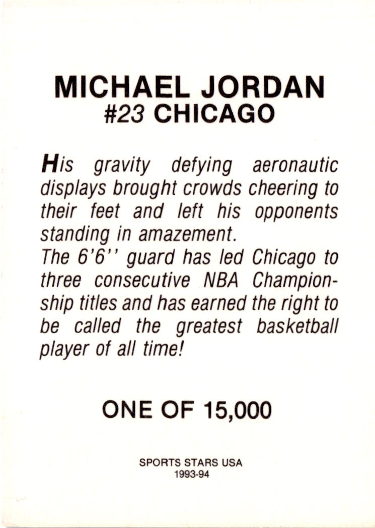 1993-94 Arena Sports Michael Jordan (Unlicensed) #NNO Michael Jordan