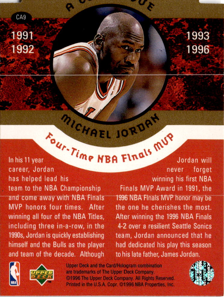 1996-97 Collector's Choice #CA9 Michael Jordan A Cut Above: The Jordan Years