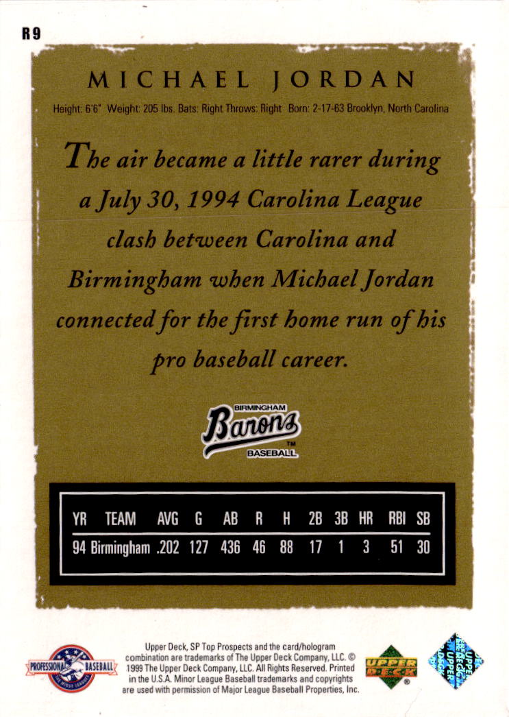 1999 SP Top Prospects #R9 Michael Jordan Retrospectives