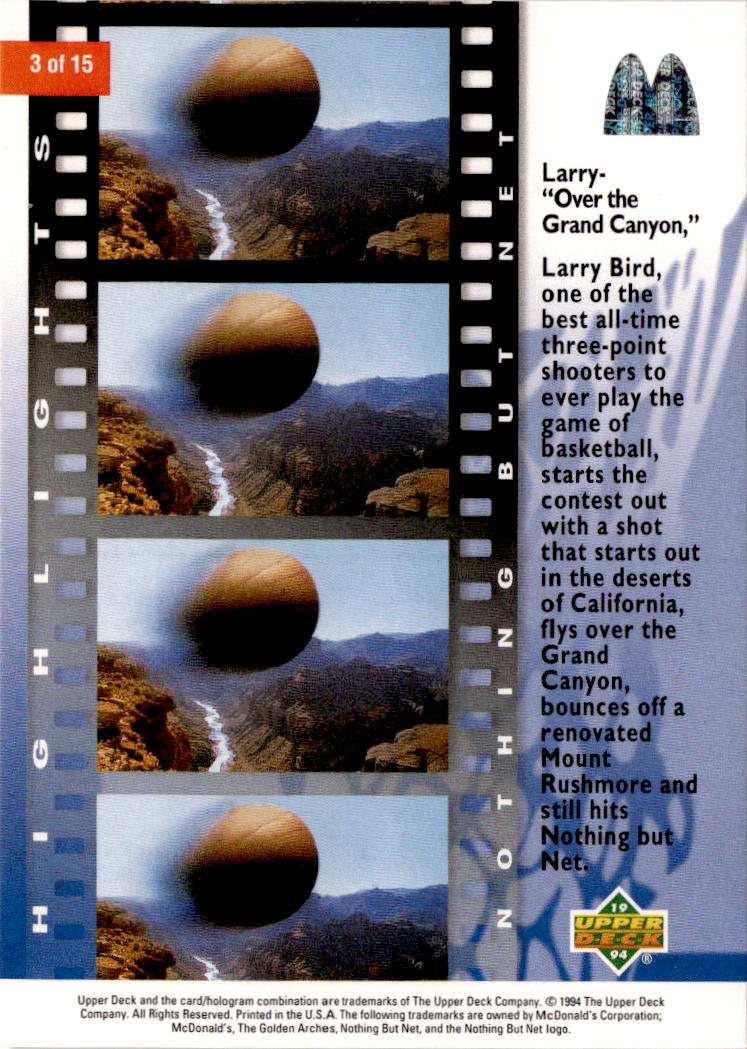 1994 Upper Deck Nothing But Net #3 Over the Grand Canyon