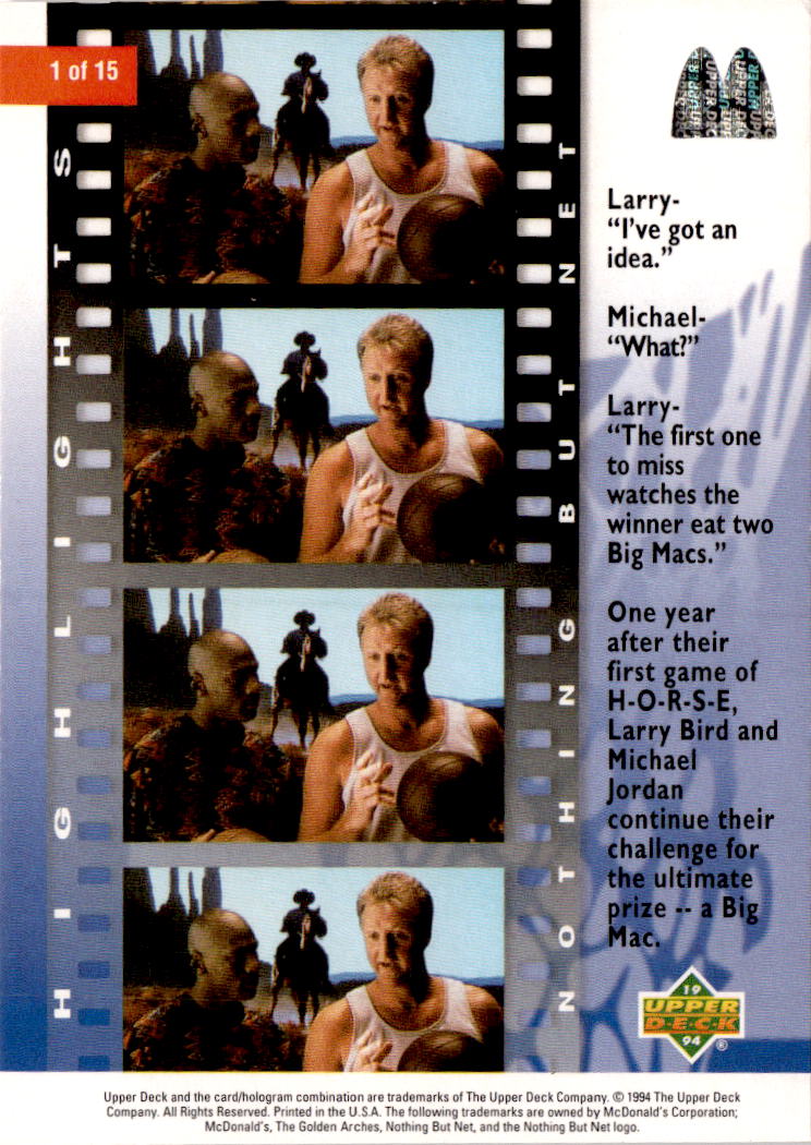 1994 Upper Deck Nothing But Net #1 Michael Jordan / Larry Bird