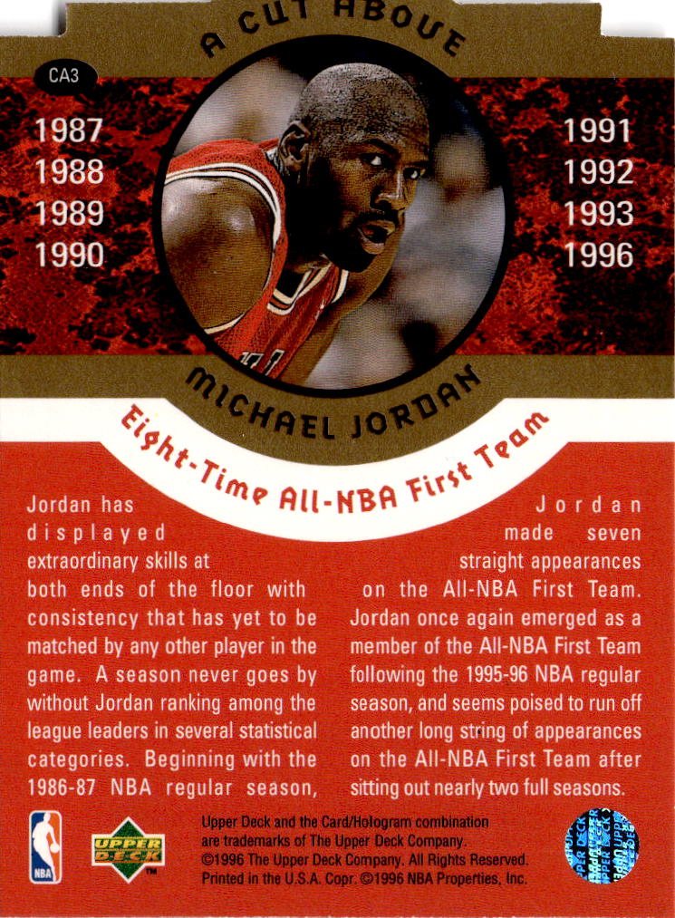 1996-97 Collector's Choice #CA3 Michael Jordan A Cut Above: The Jordan Years