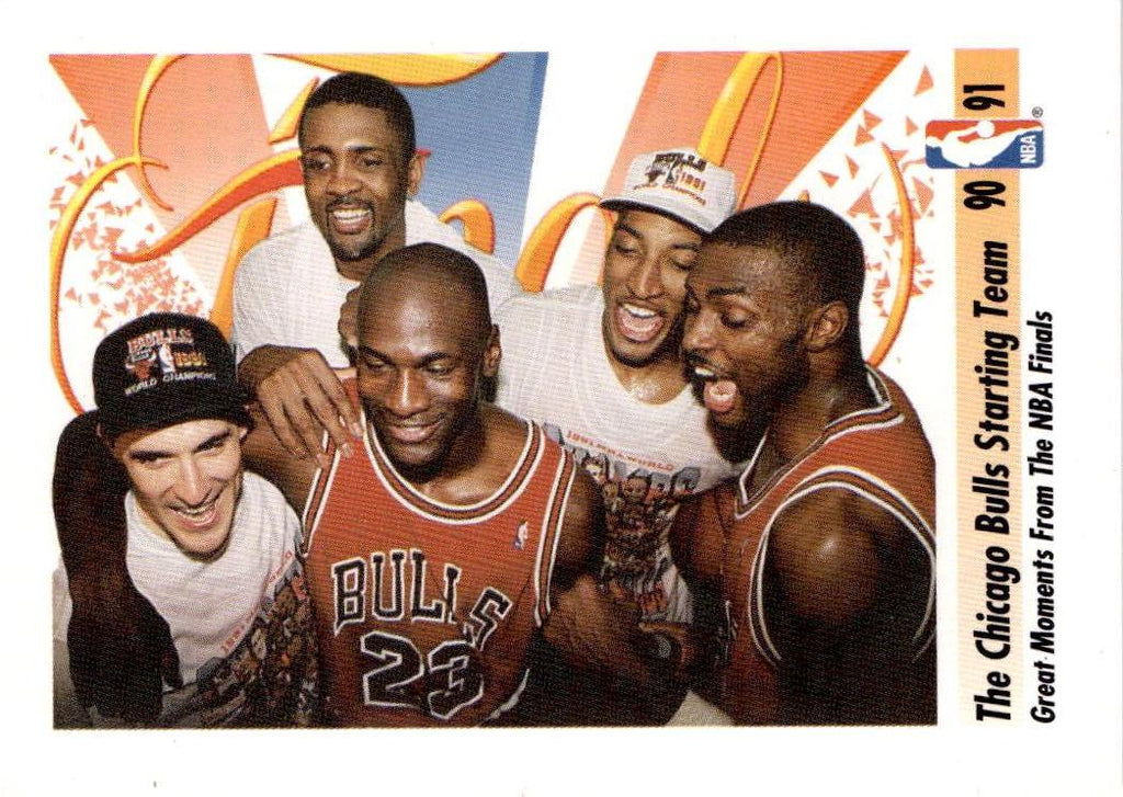 1991-92 SkyBox #337 The Chicago Bulls Starting Team