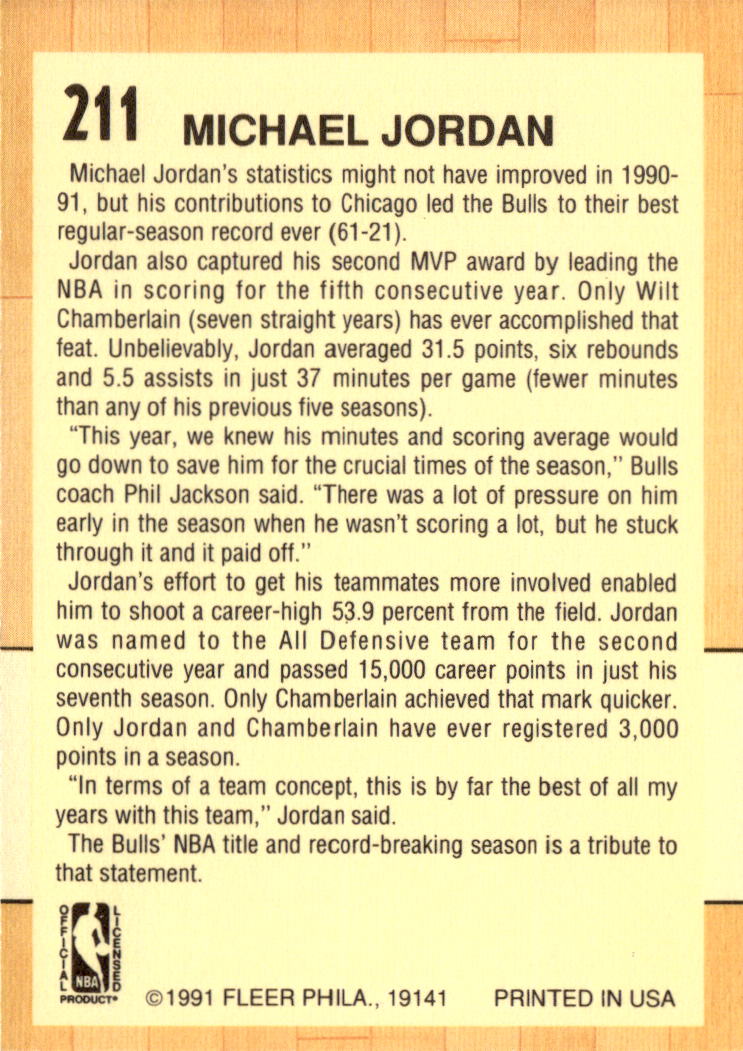 1991-92 Fleer #211 Michael Jordan