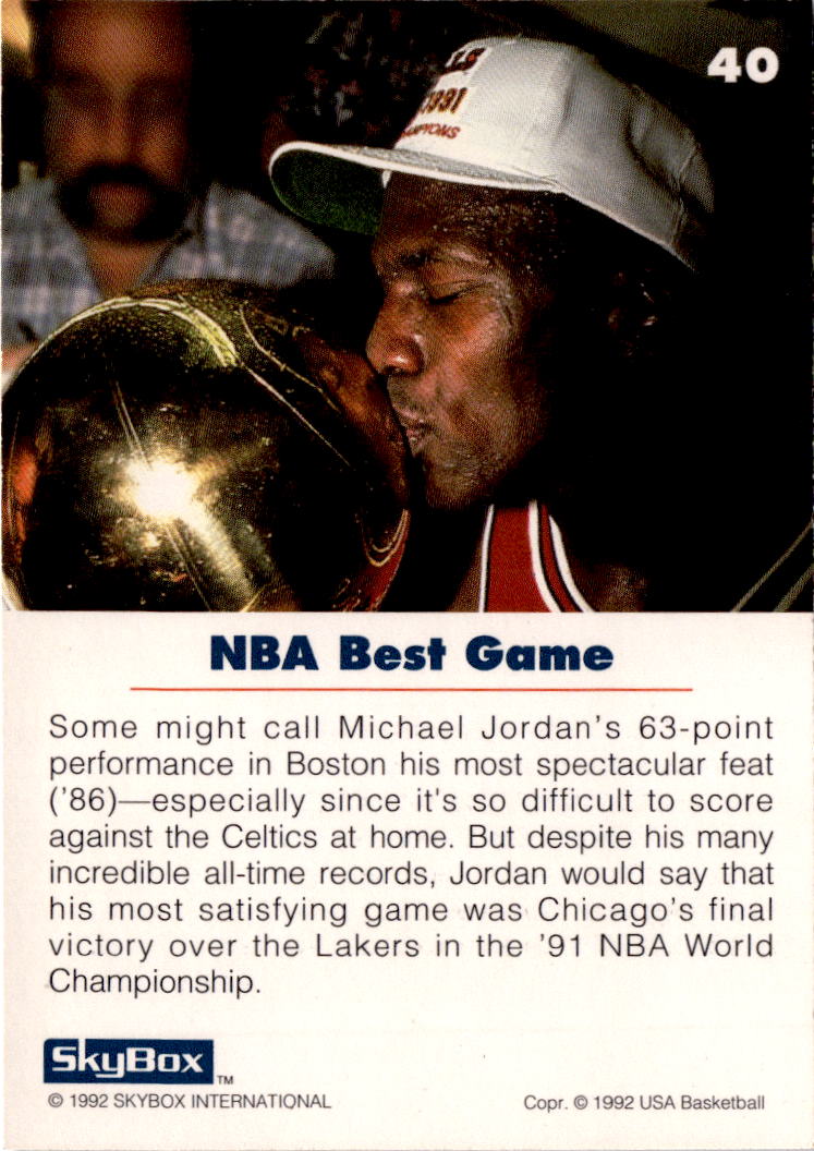 1992 SkyBox USA #40 Michael Jordan